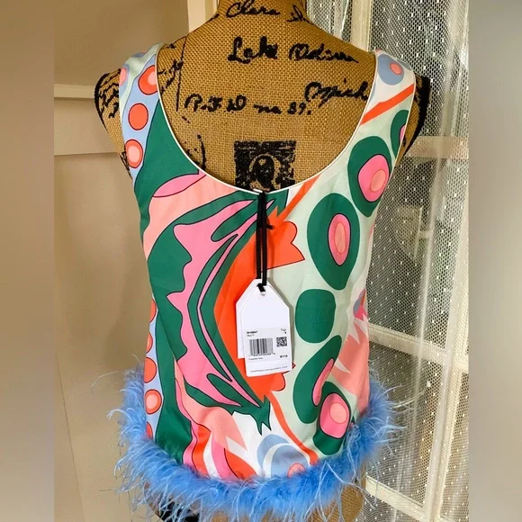 Anthropology, English Factory Sleeveless Faux Feather Top. Price firm. - Picture 4 of 11